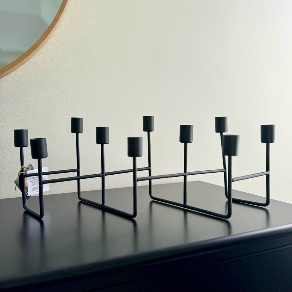 NEW- 10 Ct Modern Matte Black Candle Holder